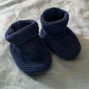 Cozy Navy Knit Baby Booties